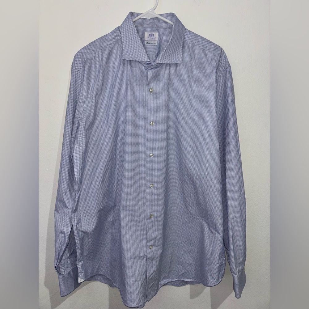 Santangelo Napoli Bue and White Dress Shirt Size 19/47